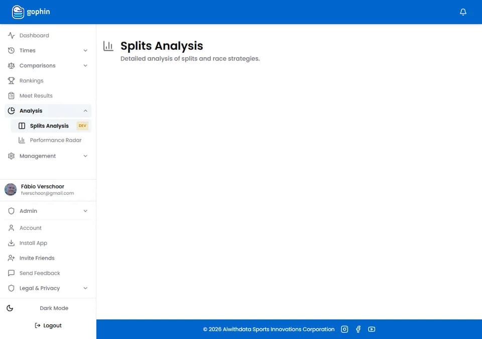 Gophin Splits Analytics with pacing bars for a selected race